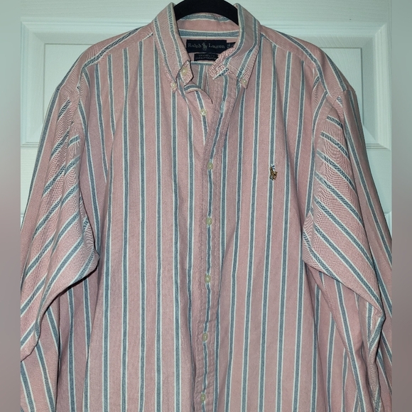 Polo by Ralph Lauren Men's Pink Blue Striped Button Down Shirt Yarmouth - Picture 8 of 8